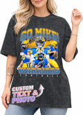 Custom Photo T-Shirt Name & Text, Personalized Senior Baseball Football Shirt for Mom Dad on Game Day Spirit Team