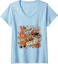 Women's Leopard Print Football Vibes Women Sunday Sports V-Neck T-Shirt
