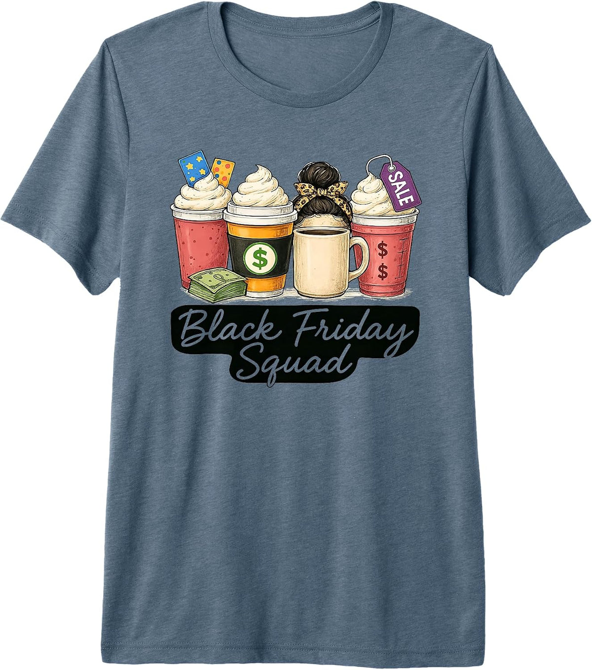 Black Shopping Friday Squad Coffee Cups Coffee Lovers Premium Tri-Blend T-Shirt
