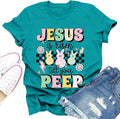 Christian Easter Shirts for Women Easter Day Bunny Tshirt Jesus is Risen Tell Your Tee Tops