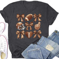 Game Day Shirt for Women Rugby Football Fans T-Shirt Funny Bow Football Tees Sunday Funday Sport Season Tops