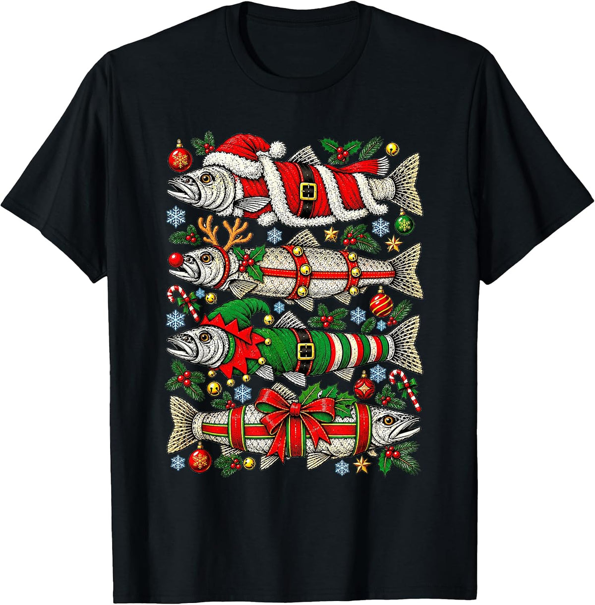 Christmas Fish Costumes for Anglers and Fishing Fans T-Shirt