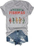 Merry Fishmas Fisherman Christmas Shirt Funny Fish Fishing Xmas Holiday Tshirt for Men