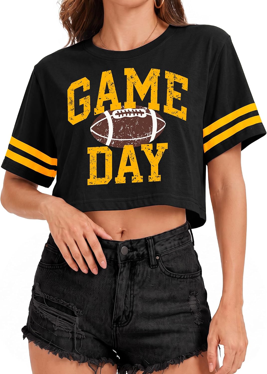 Women's Football Graphic Crop Top Football Mom Shirts
