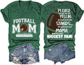Football Mom Shirts Women Louder and Prouder Mama V Neck Graphic Tees Tshirt Game Day Cheer Mom Short Sleeve T-Shirts