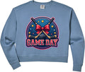 Women's Ice Hockey Game Day Girl Womens Bow Team Fan Mom Mother Mama Comfort Colors Crop Sweatshirt