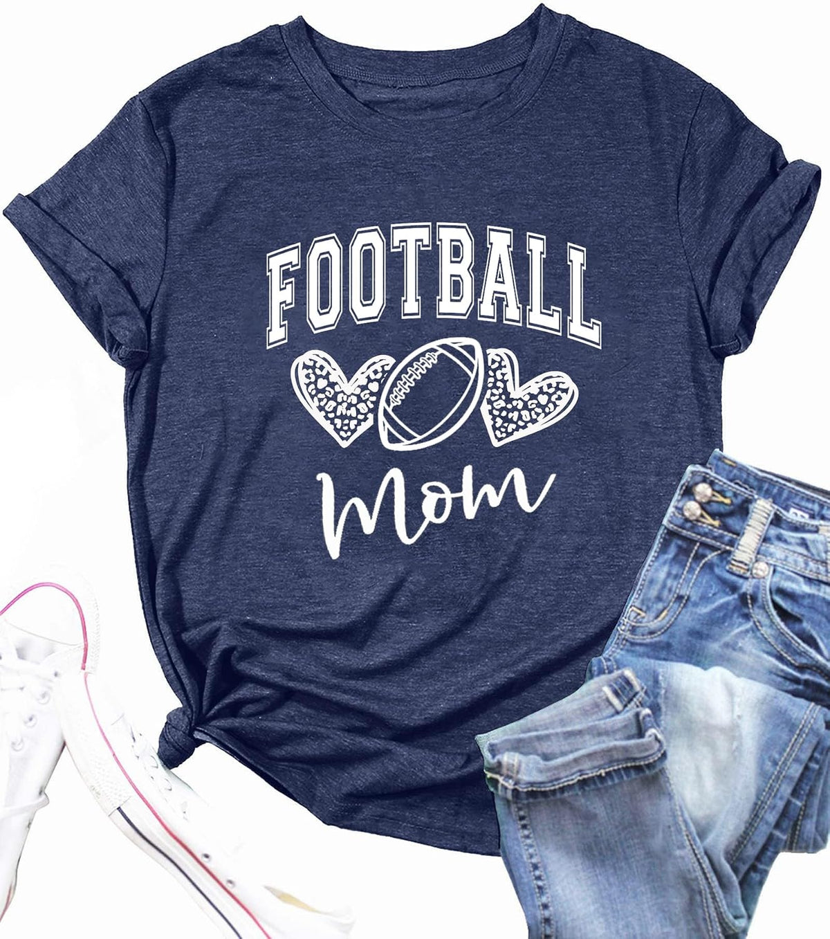 Game Day Shirts Women Football Mom Tshirt Football Mama Tee Sports Season Short Sleeve Casual Tops
