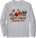 Friday Shopping Crew Coquette Bow Leopard Christmas Black Long Sleeve T-Shirt