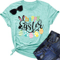 Happy Easter Shirts for Women Easter Bunny Rabbit Graphic Tees Easter Egg Holiday Shirt Tops