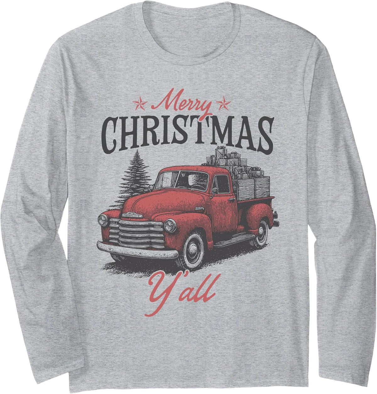 Country Christmas Farm Pickup Truck for Farmer Long Sleeve T-Shirt