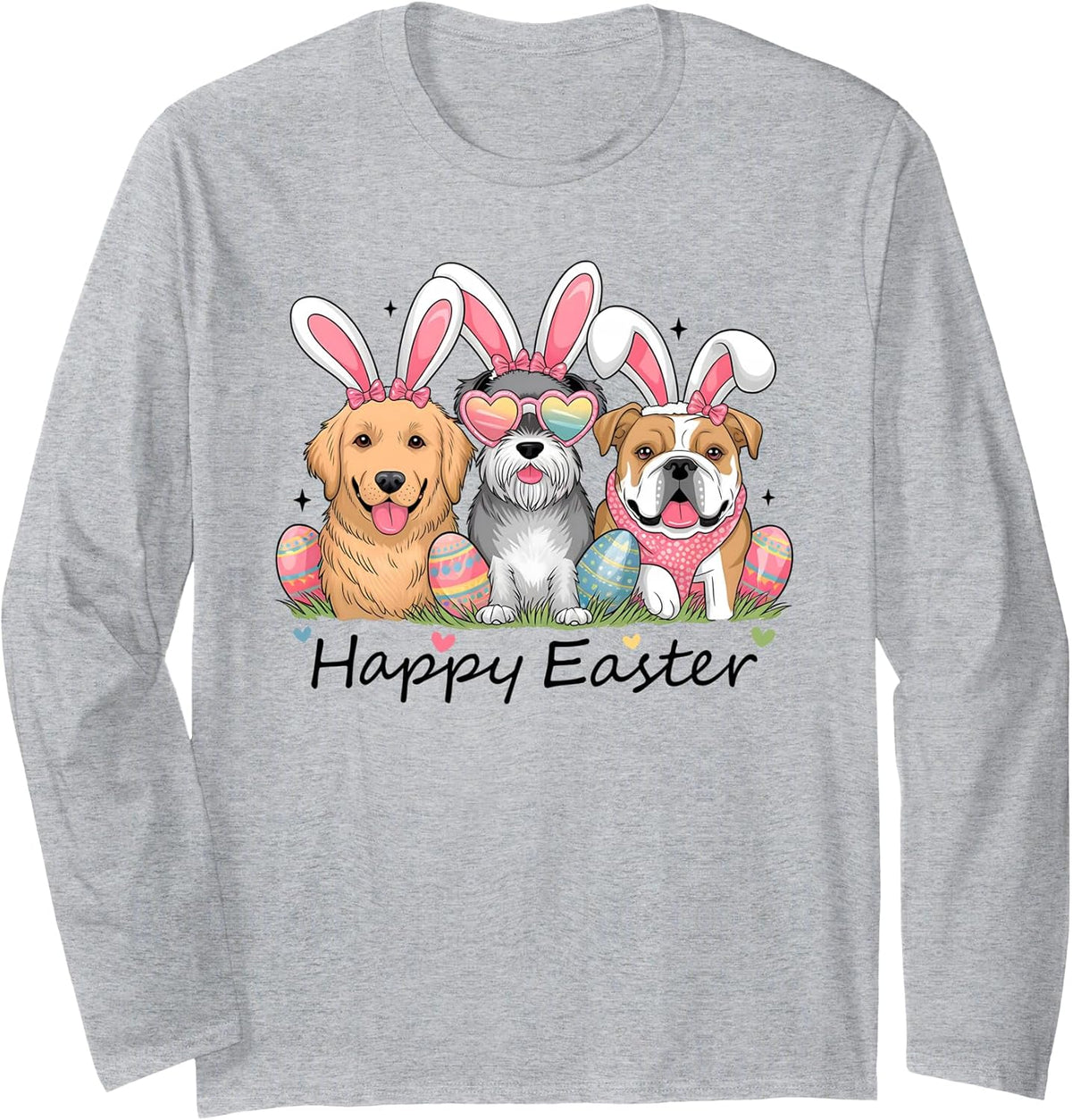 Dogs Bunny Ears Easter Outfit Women Girls Happy Easter Dogs Long Sleeve Unisex