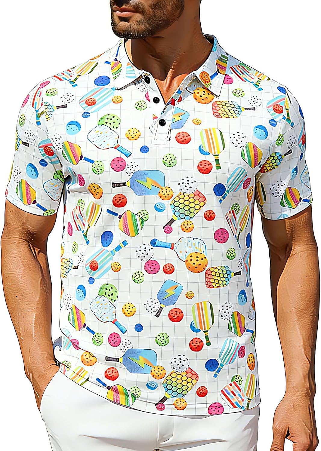 Golf Shirts Polo Shirt for Men Short Sleeve Golf Polo Shirts Performance Funny Print Mens Shirt