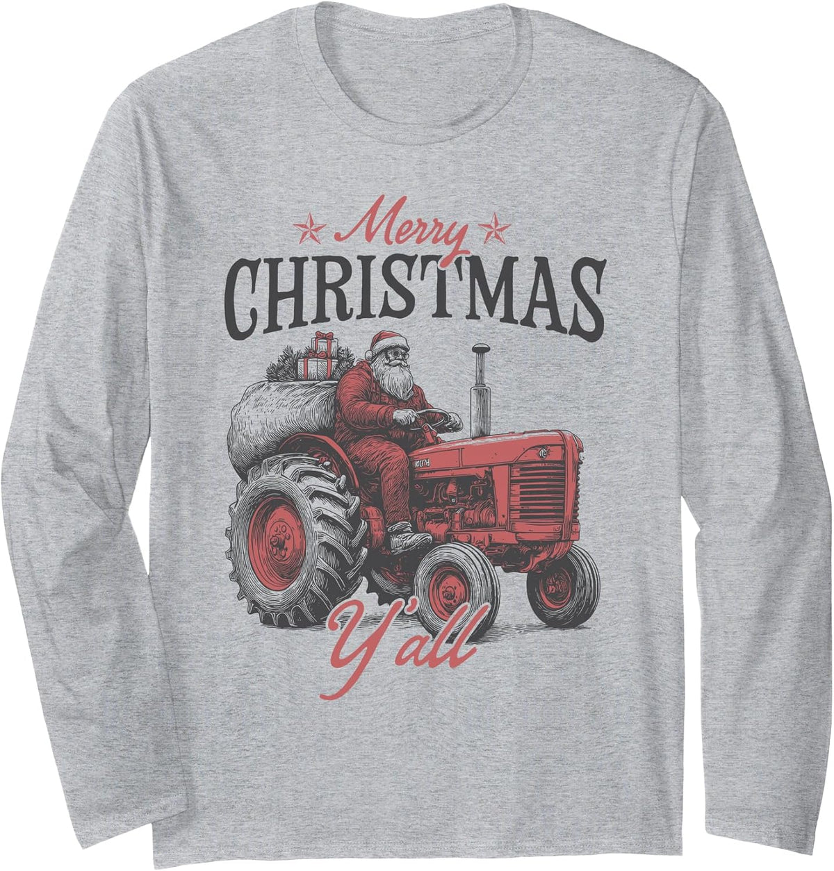 Country Christmas Farm Tractor for Farmer or Rancher Long Sleeve T-Shirt