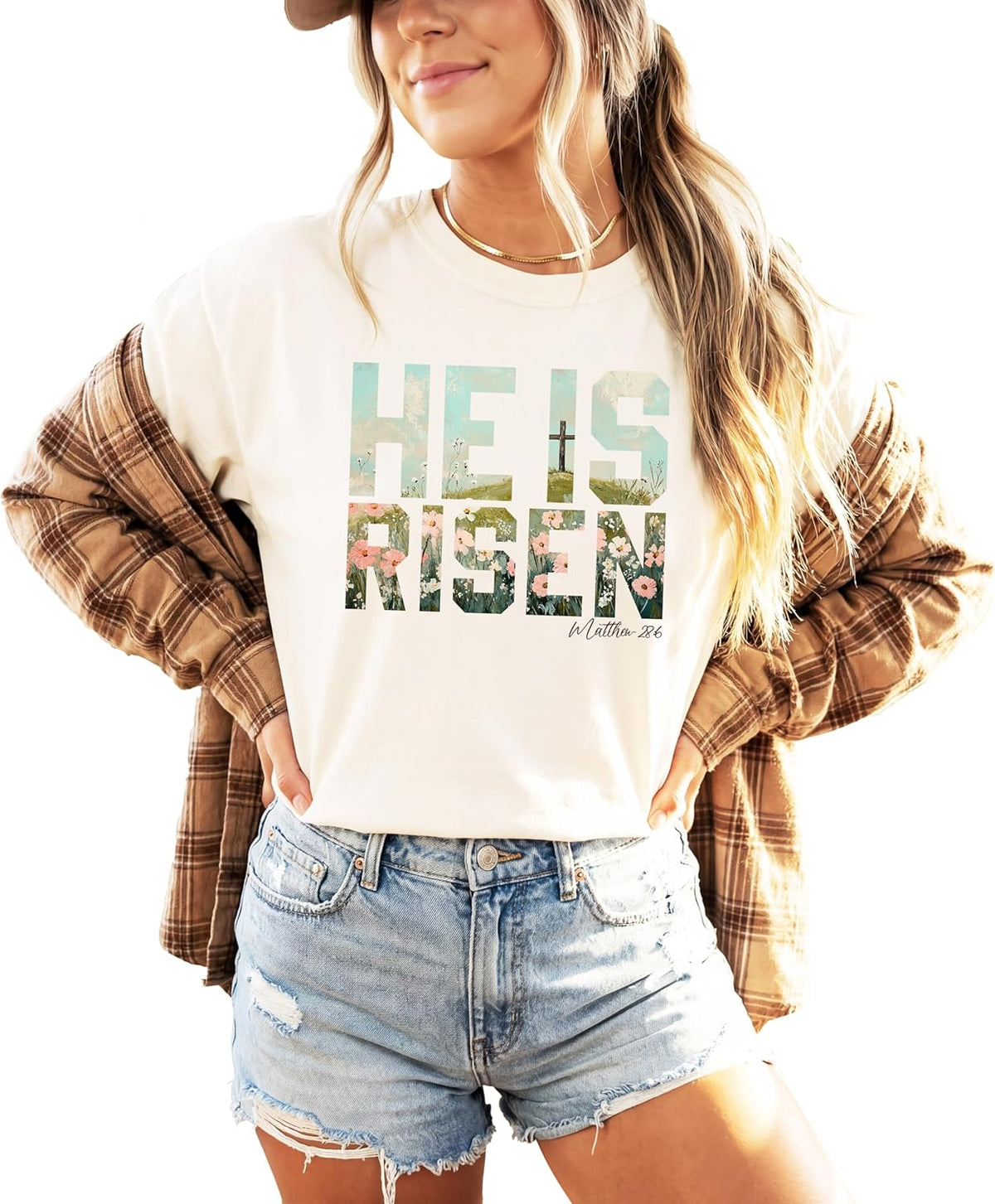He is Risen Christian Shirt for Women - Easter Faith Graphic Tee Unisex