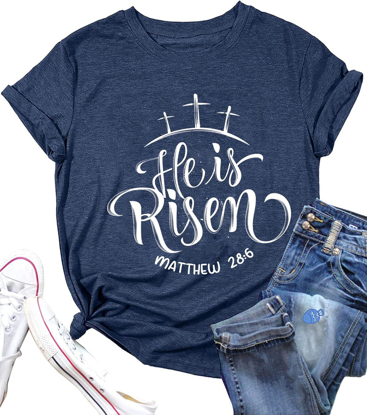 Easter Teacher for Women He is Risen Christian Oh for Bunny Sake Funny Novelty Shirt
