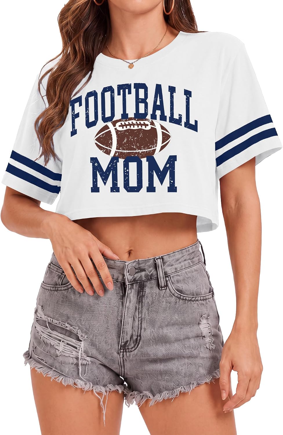 Football Mom Crop Top Women's Football Shirts Game Day Cropped Tee