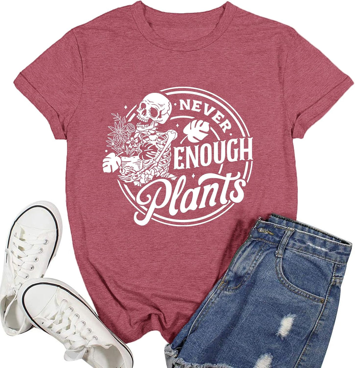 Garden Shirts for Women Plant Lover T-Shirt Never Enough Plants Tee Gardening Tops