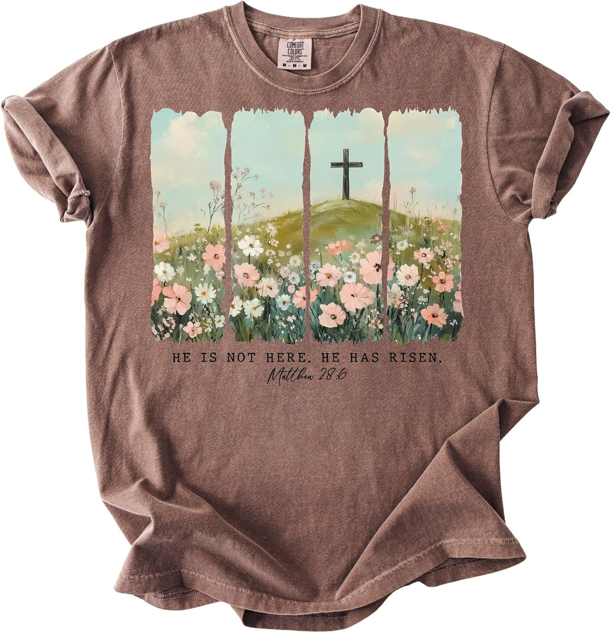 Comfort Colors He is Risen Cross Graphic – Matthew 28:6 Unisex