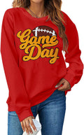 Football Game Day Sweatshirt for Women Game Day Chenille Patch Shirts Football Graphic Long Sleeve Tops