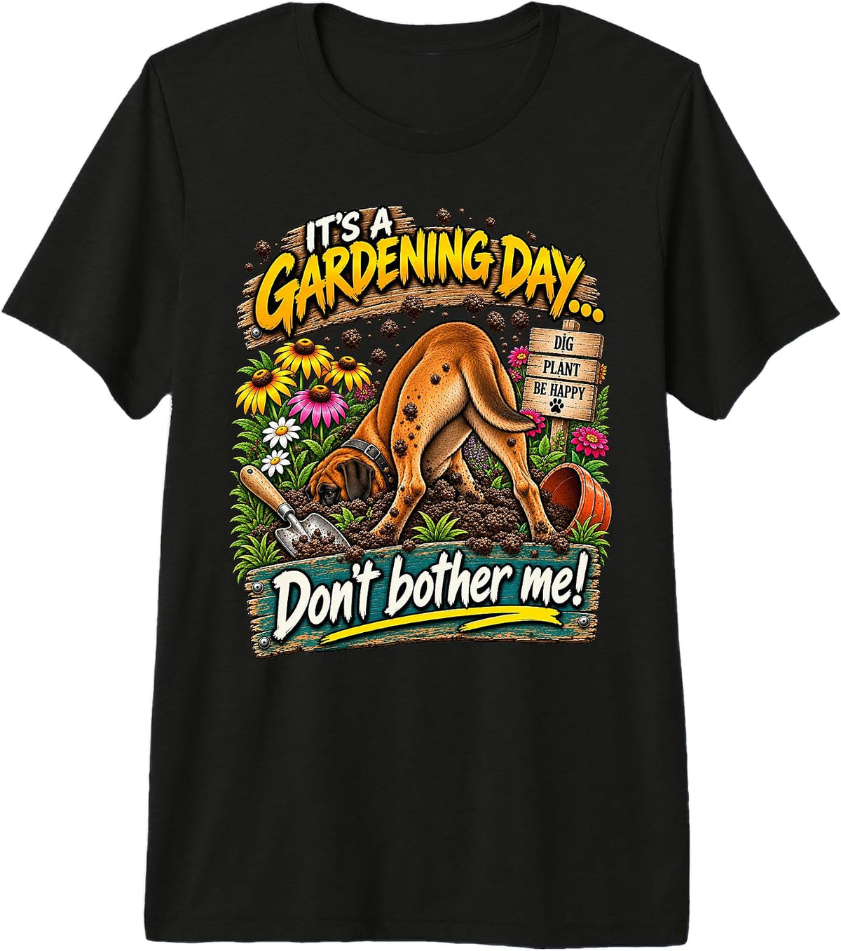 It's A Gardening Day Don't Bother Me Funny Dog Owner Gardene Premium Tri-Blend T-Shirt