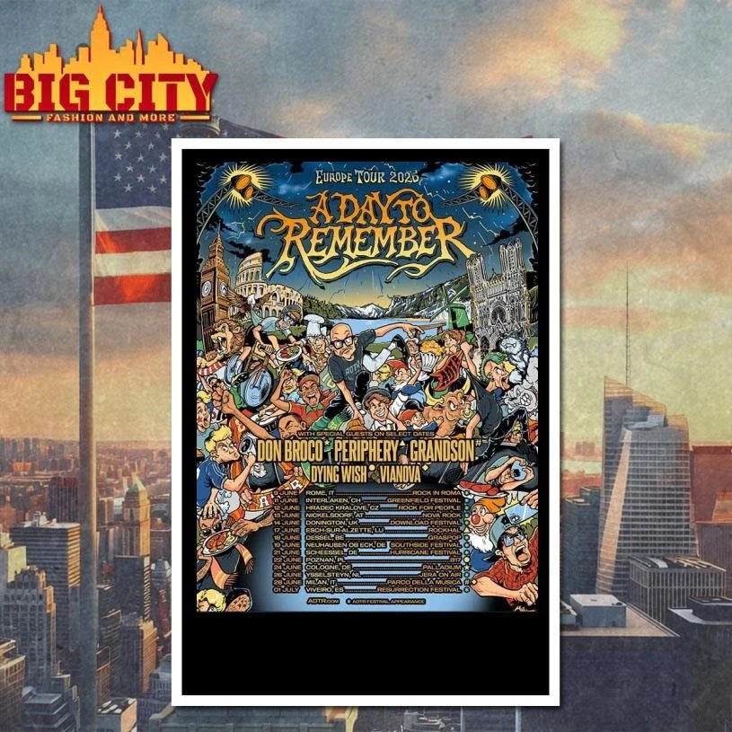 A Day To Remember Europe Tour 2026 Schedule Dates Home Decor Poster Shirt Unisex