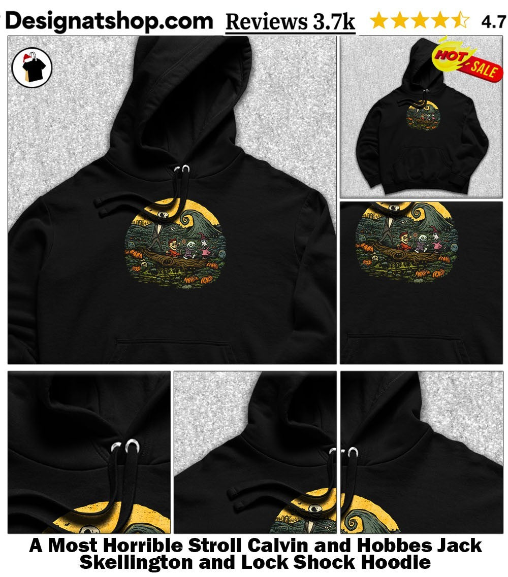 A Most Horrible Stroll Calvin and Hobbes Jack Skellington and Lock Shock shirt