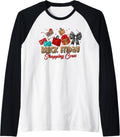 Friday Shopping Crew Coquette Bow Leopard Christmas Black Raglan Baseball Tee