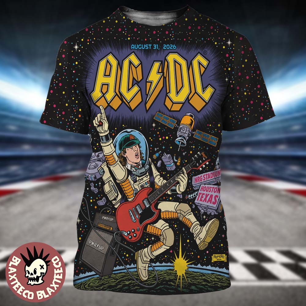 ACDC PWR UP Houston TX 2026 Tour City Merch Poster Live At NRG Stadium On August 31 2026 All Over Print Shirt