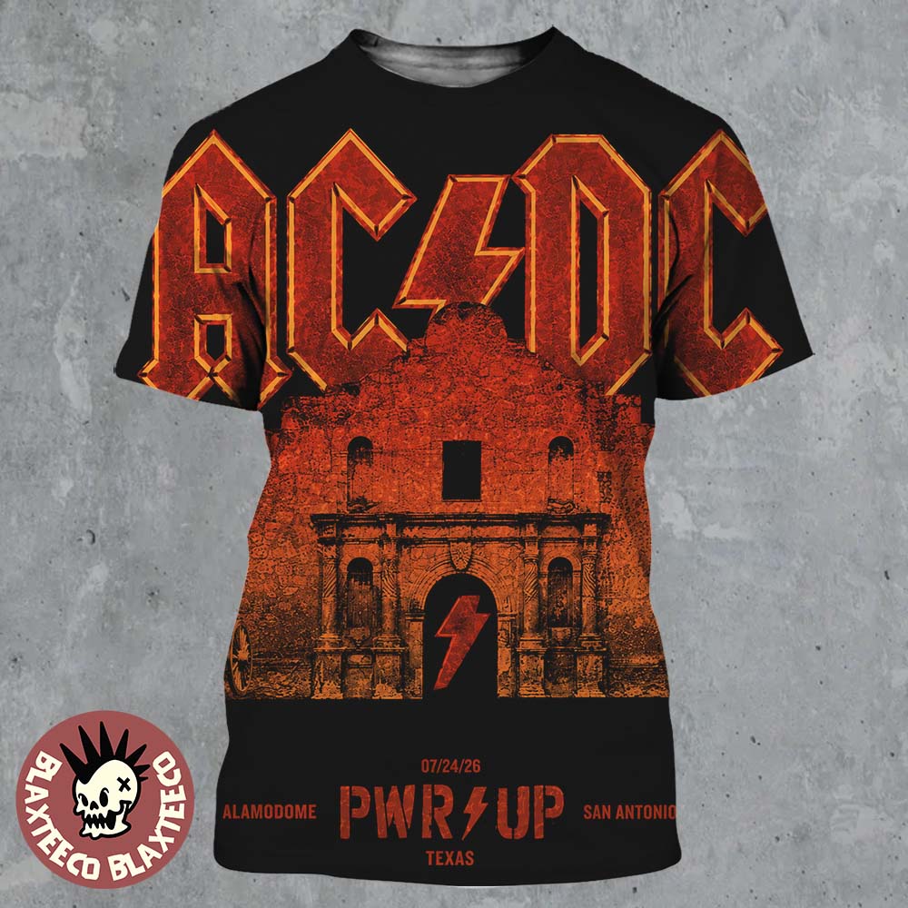 ACDC San Antonio Texas 2026 Exclusive Event Poster At Alamodome On July 24 2026 PWR Up Tour All Over Print Shirt