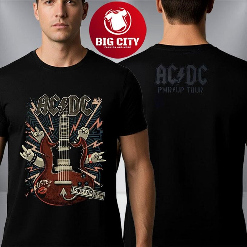 ACDC x Dr Bemoll Guitar Sound Light Whole Lotta Rosie Pwr Up Tour 2026 Two Sided Shirt Unisex