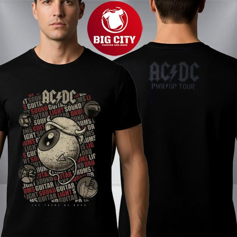 ACDC x Dr Bemoll Let There Be Rock Guitar Sound Light Two Sided Shirt Unisex