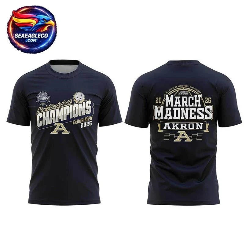 Akron Zips 2026 MAC Men’s Basketball Tournament Champions Two Sided Shirt Unisex