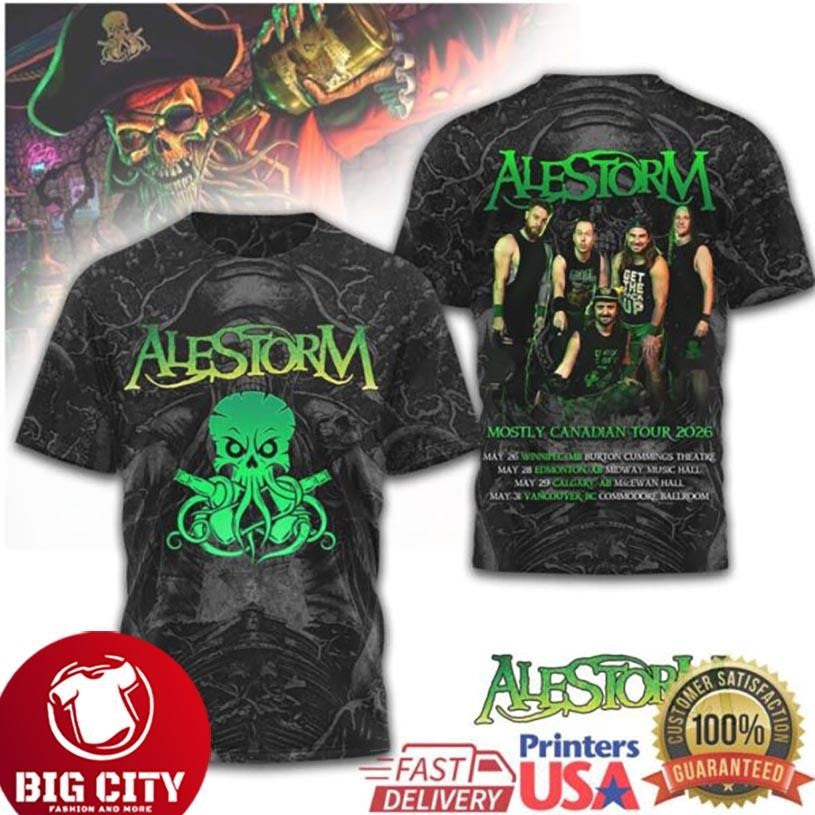 Alestorm Mostly Canadian Tour 2026 Pirate Metal All Over Print Two Sided Shirt Unisex