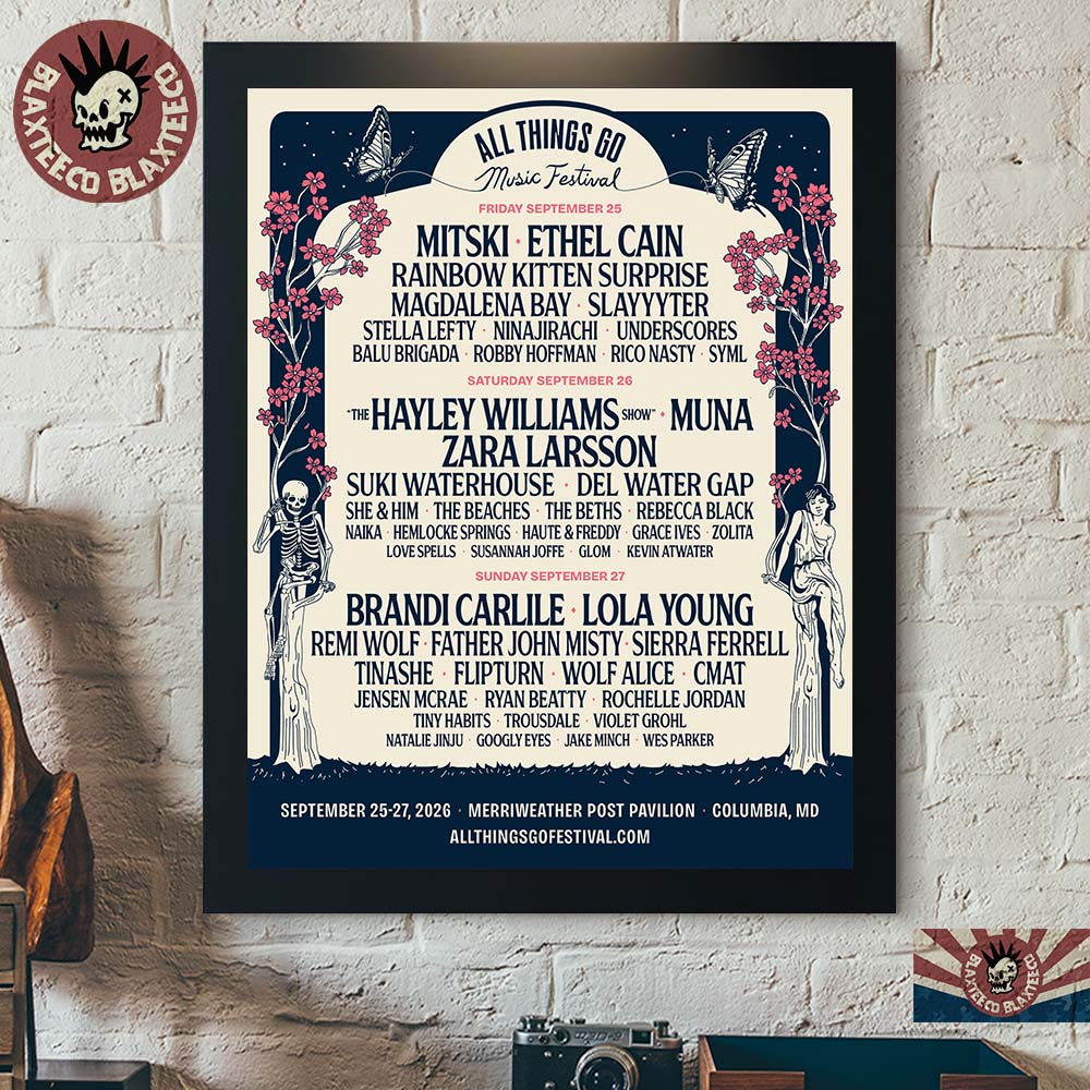 All Things Go Music Festival 2026 Columbia MD Lineup At Merriweather Post Pavilion On September 25-27 2026 Poster Canvas