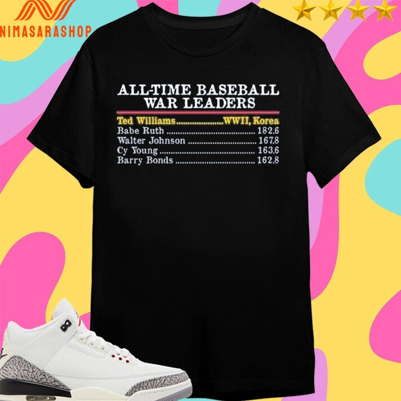 All-Time Baseball War Leaders Ted Williams WWII Korea Shirts