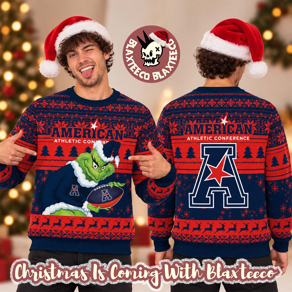 American Athletic Conference NCAA Grinch Stole The Ball Festive 2026 Christmas Ugly Sweater