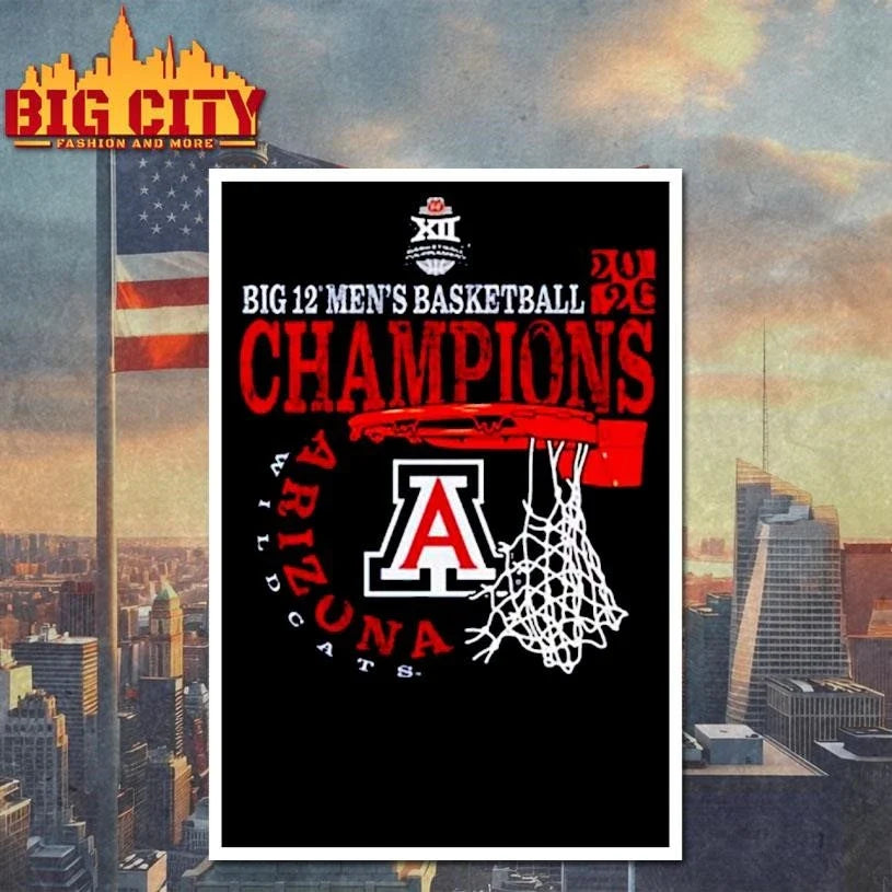 Arizona Wildcats Navy Blue Blue 84 2026 Big 12 Men’s Basketball Conference Tournament Champions Shirt