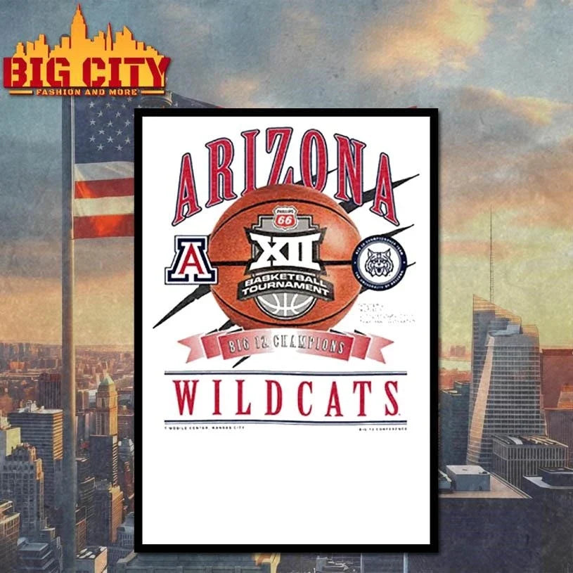Arizona Wildcats White New Era 2026 Big 12 Men’s Basketball Conference Tournament Champions Shirt