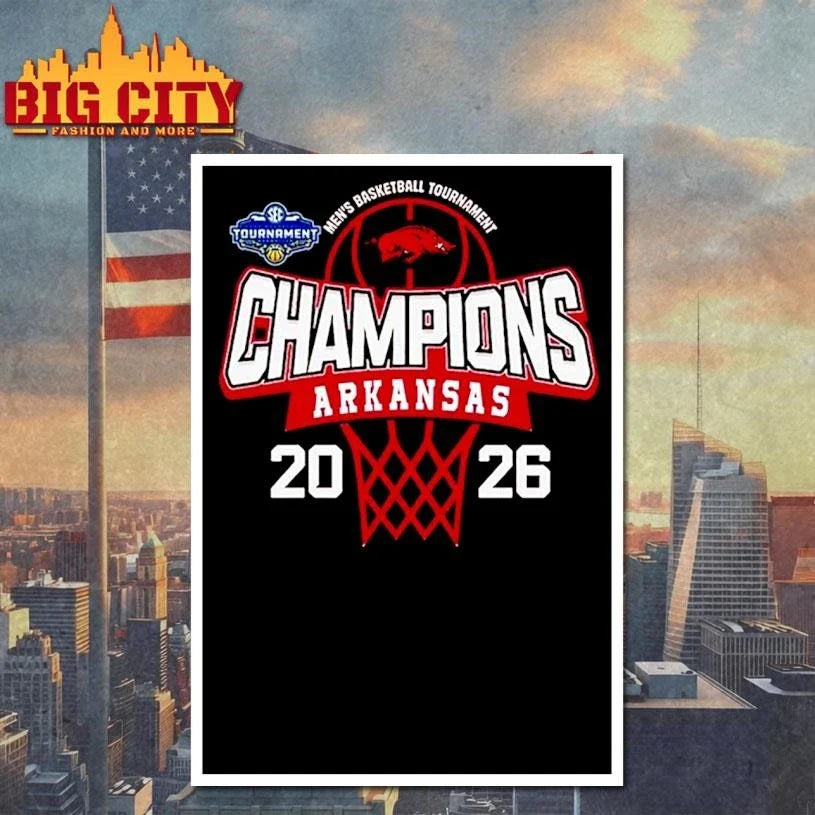 Arkansas Razorbacks 2026 SEC Men’s Basketball Tournament Champions Logo Mascot Shirt Unisex