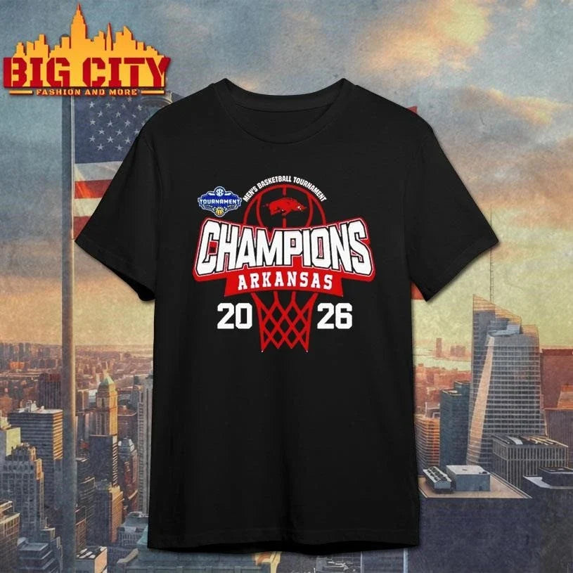 Arkansas Razorbacks 2026 SEC Men’s Basketball Tournament Champions Logo Mascot Shirt Unisex