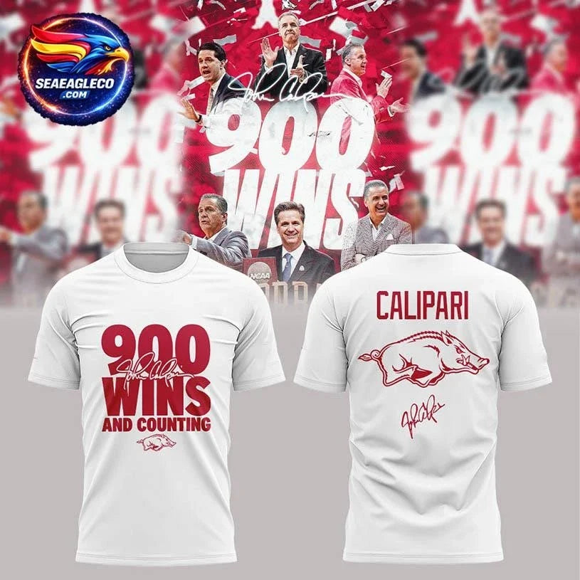 Arkansas Razorbacks Basketball Coach John Calipari 900 wins and counting Two Sided Shirt Unisex