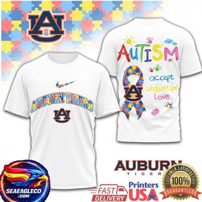 Auburn Tigers Autism Awareness Accept Understand Love Two Sided Shirt Unisex