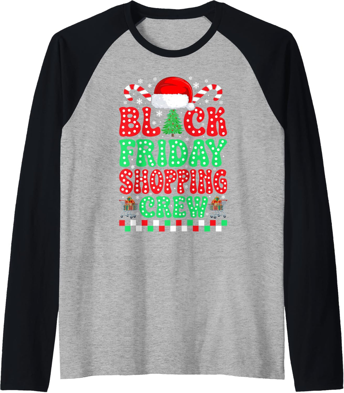 Black Christmas Friday Shopping Crew Family Matching Xmas Raglan Baseball Tee