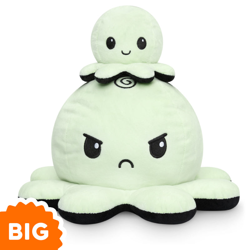 TeeTurtle Big Reversible Octopus Plushie (Green Glow + Black) Unisex