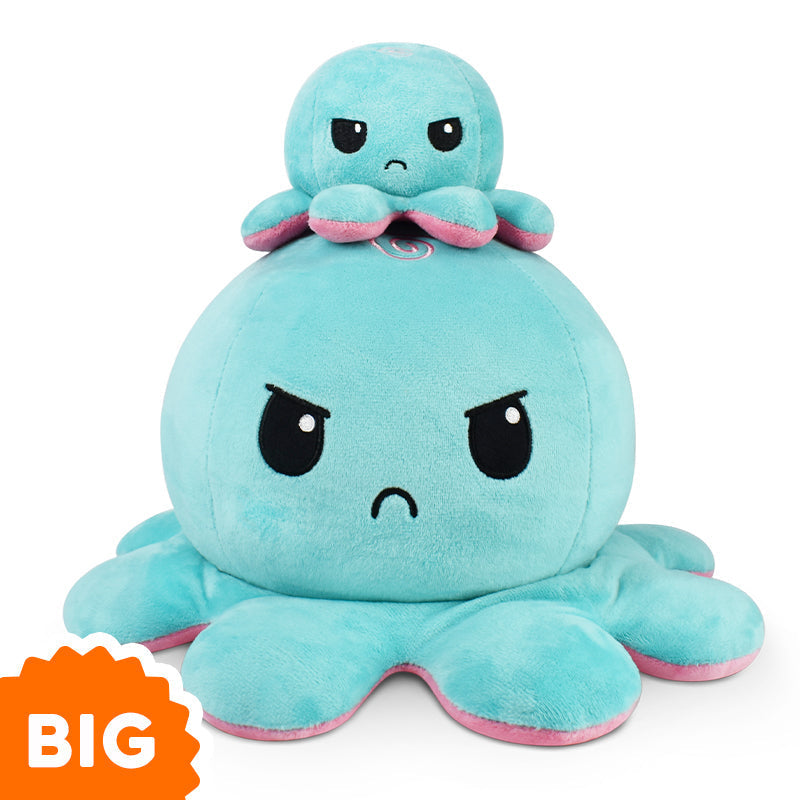 TeeTurtle Big Reversible Octopus Plushie (Aqua + Pink) Unisex