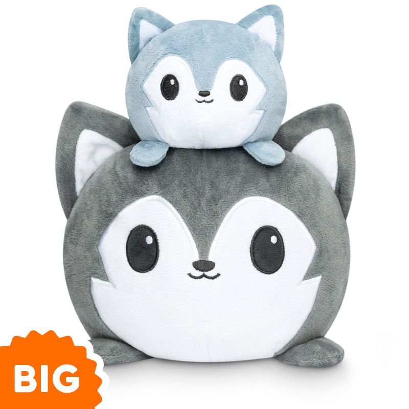TeeTurtle Big Reversible Wolf Plushie (Gray) Unisex