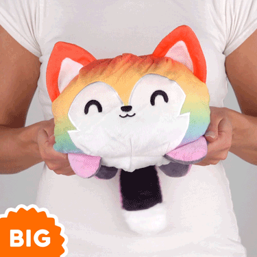 TeeTurtle Big Reversible Wolf Plushie (Rainbow + Dark Gray) Unisex