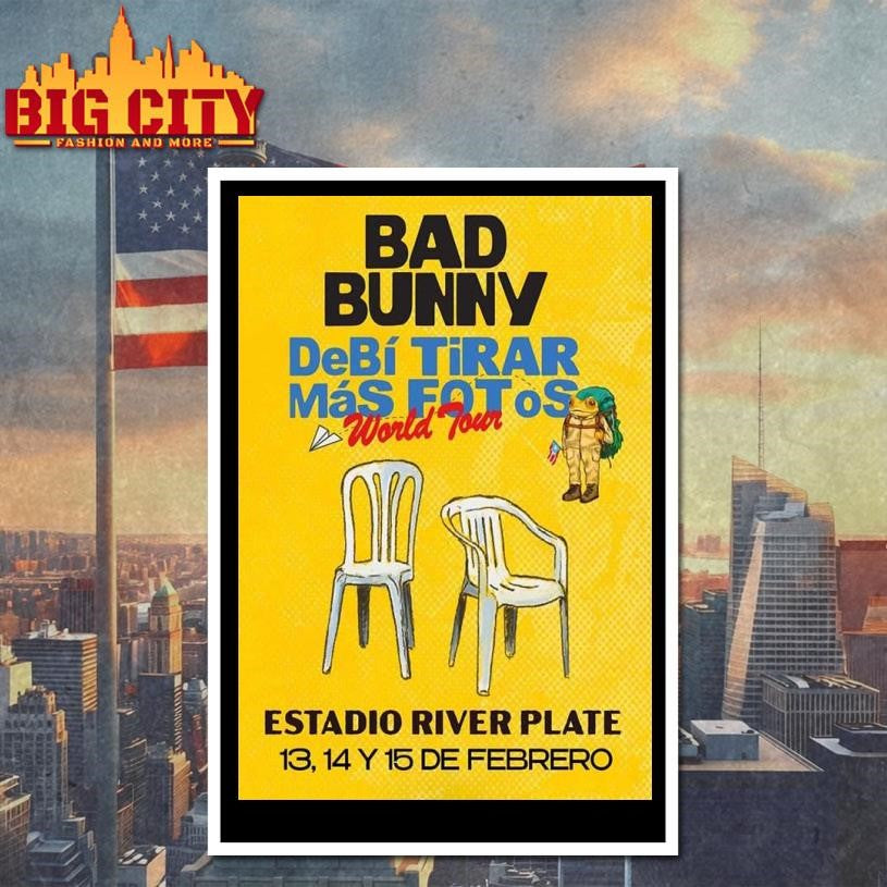 Bad Bunny Debi Tirar Mas Fotos World Tour Argentina Exclusive Poster Shirt Unisex