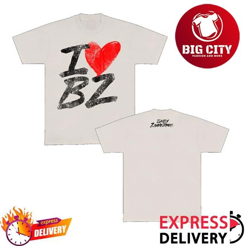 Bailey Zimmerman Music I Heart Bz Ivory Oversized Two Sided Shirt Unisex