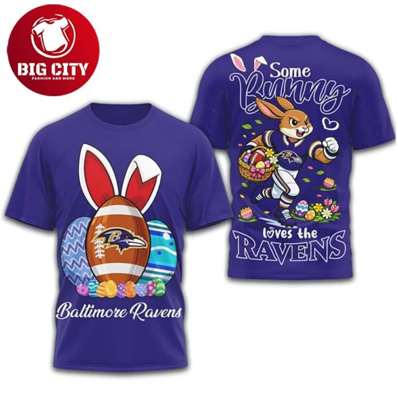 Baltimore Ravens Some Bunny Loves The Ravens Easter Bunny Football Two Sided Shirt Unisex